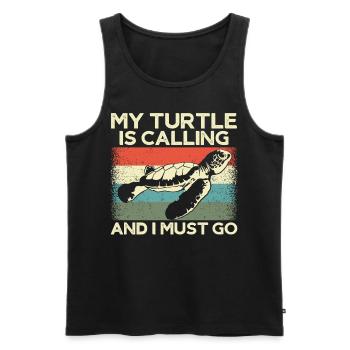 Sea Turtle Tortoise Retro Vintage - Débardeur bio Premium Homme - noir - Devant - Michal (187cm)
