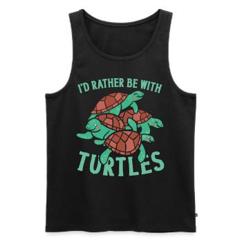 Tortue de mer que je préférerais être - Débardeur bio Premium Homme - noir - Devant - Michal (187cm)
