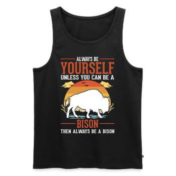 Soyez toujours vous-même Bison Buffle Büffel - Débardeur bio Premium Homme - noir - Devant - Michal (187cm)