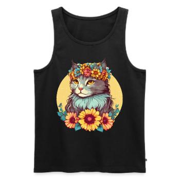 Cute La Perm Sunflower Cat Breed Pet Kitten - Men's Premium Organic Tank Top - black - Front - Michal (187cm)