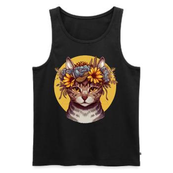 Watercolor American Wirehair Sunflower Cat Breed P - Men's Premium Organic Tank Top - black - Front - Michal (187cm)