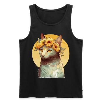 Mignon Manx Sunflower Cat Race Pet Kitten - Débardeur bio Premium Homme - noir - Devant - Michal (187cm)