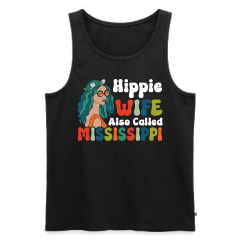 Frieden Groovy - Männer Premium Bio Tank Top - Schwarz - Vorne - Michal (187cm)