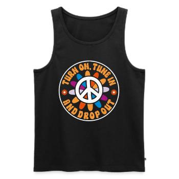 Hippie Zitat Groovy Frieden - Männer Premium Bio Tank Top - Schwarz - Vorne - Michal (187cm)