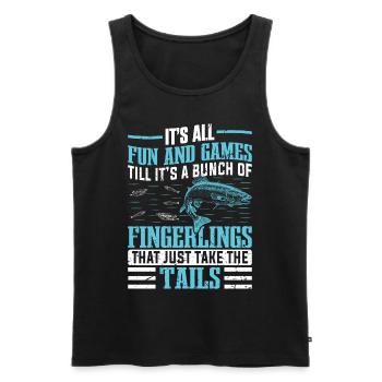 Funny Fishing Men Women - Männer Premium Bio Tank Top - Schwarz - Vorne - Michal (187cm)