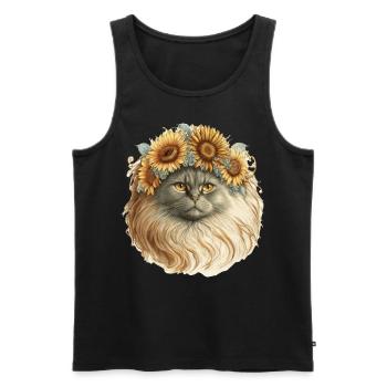 Watercolor Persian Sunflower Cat Breed Pet Kitten - Männer Premium Bio Tank Top - Schwarz - Vorne - Michal (187cm)