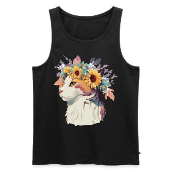 Mignon turc Van Cat Tournesol Race Pet Kitte - Débardeur bio Premium Homme - noir - Devant - Michal (187cm)
