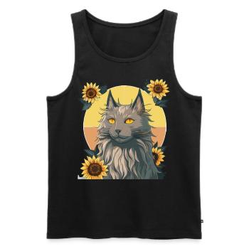 Aquarelle Nebelung Tournesol Chat Race Chaton de compagnie - Débardeur bio Premium Homme - noir - Devant - Michal (187cm)