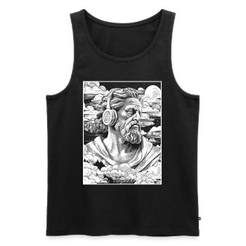 Zeus dans le flux hip-hop : des battements tonitruants sur la poitrine ! - Débardeur bio Premium Homme - noir - Devant - AI Model Male 178 light (178cm)