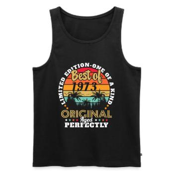 Born 1973 Birthday present 1973 - Men's Premium Organic Tank Top - black - Front - AI Model Male 178 light (178cm)