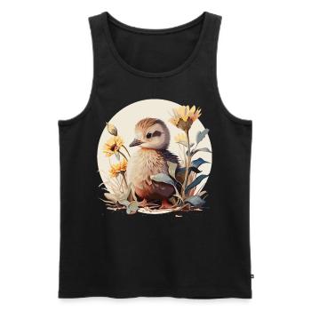 Mignon bébé canard canard tournesol aquarelle Pet D - Débardeur bio Premium Homme - noir - Devant - Michal (187cm)