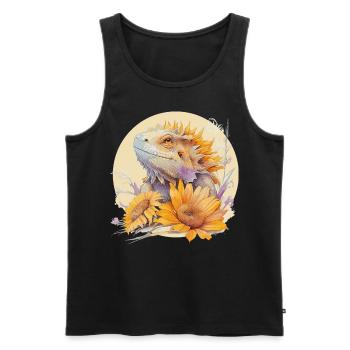 Cute Bearded Dragon Sunflower Artistic Reptile - Männer Premium Bio Tank Top - Schwarz - Vorne - Michal (187cm)