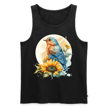 Cute Bluebird Sunflower Birding Bird Lover - Men's Premium Organic Tank Top - black - Front - Michal (187cm)