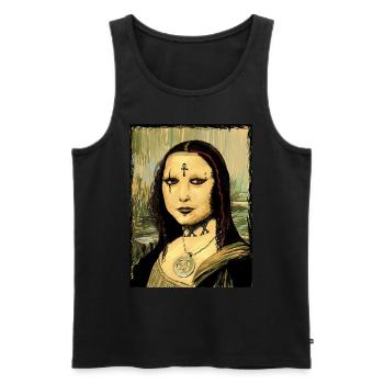 Gothic Goth Mona Lisa - Men's Premium Organic Tank Top - black - Front - AI Model Male 178 light (178cm)