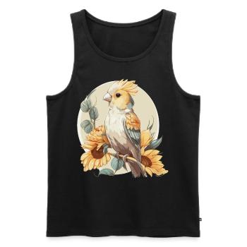 Cute Parrot Cockatiel Sunflower Watercolor Parrot - Men's Premium Organic Tank Top - black - Front - AI Model Male 178 light (178cm)