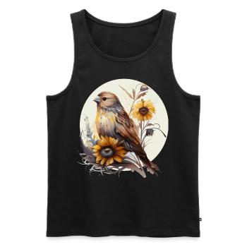 Cute Sunflower Finch Ornithologist Birding Bird Wa - Men's Premium Organic Tank Top - black - Front - AI Model Male 178 light (178cm)