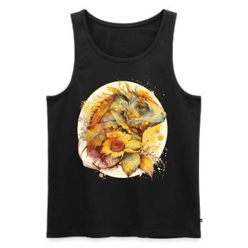 Cute Chameleon Sunflower Watercolor Reptile Lizard - Männer Premium Bio Tank Top - Schwarz - Vorne - AI Model Male 178 light (178cm)