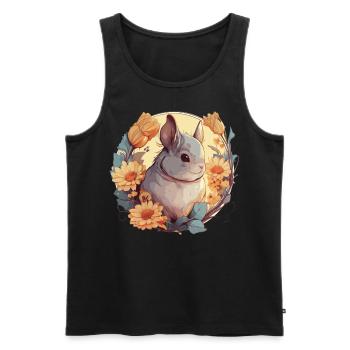 Mignon Chinchilla Tournesol Floral Aquarelle Artwor - Débardeur bio Premium Homme - noir - Devant - Michal (187cm)