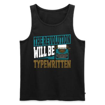 Die Revolution wird getippt Schreibmaschine Autor - Männer Premium Bio Tank Top - Schwarz - Vorne - AI Model Male 178 light (178cm)