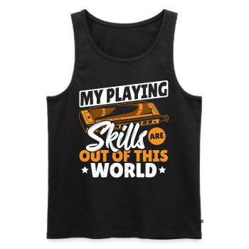 My Playing Skills Are Out Of This World Harmonica - Men's Premium Organic Tank Top - black - Front - Michal (187cm)