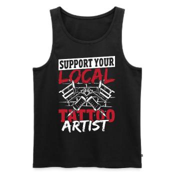 Support Your Local Tattoo Artist Tattooist Tat - Men's Premium Organic Tank Top - black - Front - Michal (187cm)