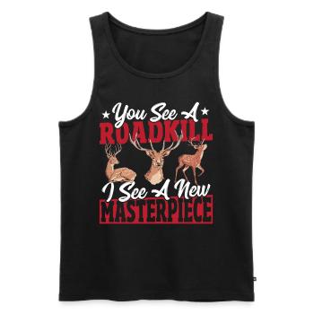 Du siehst einen überfahrenen Tierkörper, ich sehe - Männer Premium Bio Tank Top - Schwarz - Vorne - Michal (187cm)