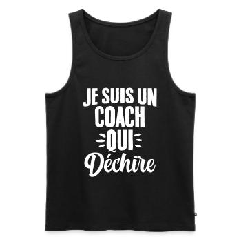 Ich bin ein Coach, der das Humorgeschenk zerreißt - Männer Premium Bio Tank Top - Schwarz - Vorne - AI Model Male 178 light (178cm)