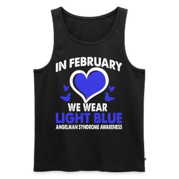 In February, we wear light blue Angelman syndrome - Men's Premium Organic Tank Top - black - Front - Michal (187cm)