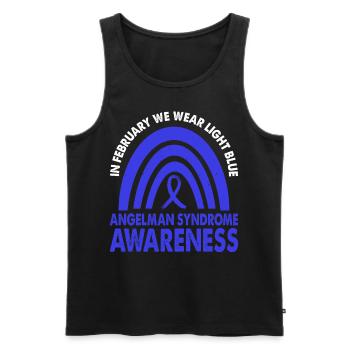 In February, we wear light blue Angelman syndrome - Men's Premium Organic Tank Top - black - Front - Michal (187cm)