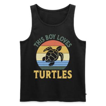 Sea Turtle Tortoise Retro Vintage - Débardeur bio Premium Homme - noir - Devant - Michal (187cm)