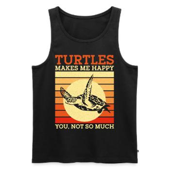 Tortue de mer Tortue Rétro Vintage - Débardeur bio Premium Homme - noir - Devant - Michal (187cm)