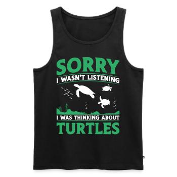 Tortue de mer Désolé de ne pas l’être - Débardeur bio Premium Homme - noir - Devant - Michal (187cm)