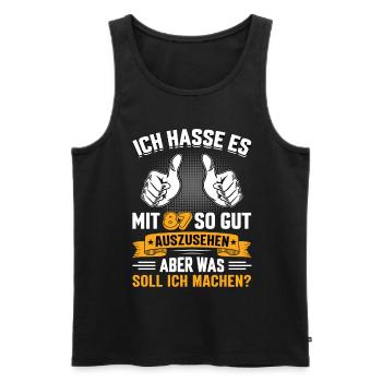 87 Geburtstag 87 Jahre 87 Lebensjahr 87 Lebenalter - Männer Premium Bio Tank Top - Schwarz - Vorne - AI Model Male 178 light (178cm)