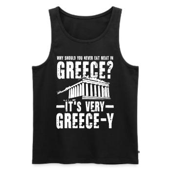 Eat Meat In Greece It's Very Greece-Y - Männer Premium Bio Tank Top - Schwarz - Vorne - Michal (187cm)