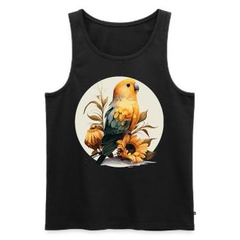 Mignon tournesol inséparable floral oiseau de compagnie observation des oiseaux - Débardeur bio Premium Homme - noir - Devant - Michal (187cm)