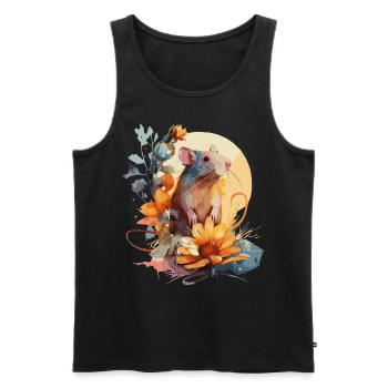 Sunflower Rat Pet Rodent Floral Rat Lover - Männer Premium Bio Tank Top - Schwarz - Vorne - Michal (187cm)