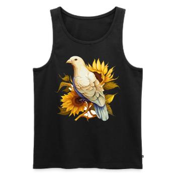 White Dove Sunflower Bird Of Peace Peaceful - Männer Premium Bio Tank Top - Schwarz - Vorne - Michal (187cm)