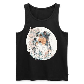 Japanese Sakura Australian Shepherd Cherry Blossom - Männer Premium Bio Tank Top - Schwarz - Vorne - Michal (187cm)