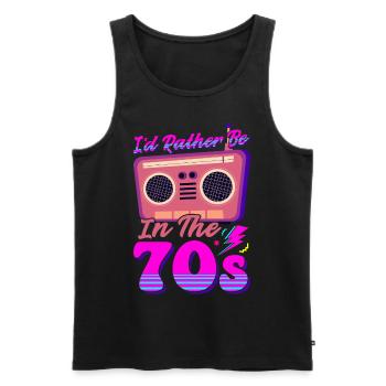 Lustige Hippie Vaporwave Retro - Männer Premium Bio Tank Top - Schwarz - Vorne - Michal (187cm)