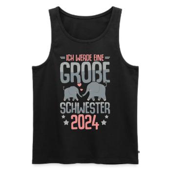 Niedliches Große Schwester 2024 Mädchen - Männer Premium Bio Tank Top - Schwarz - Vorne - AI Model Male 178 light (178cm)