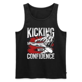 Tang So Do Kicking avec confiance - Débardeur bio Premium Homme - noir - Devant - Michal (187cm)
