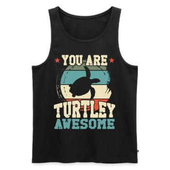 Tortue de mer Tortue Jeu de mots Rétro - Débardeur bio Premium Homme - noir - Devant - Michal (187cm)