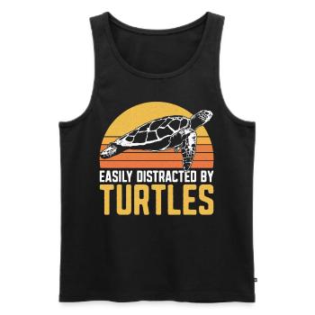 Sea Turtle Tortoise Retro Vintage - Débardeur bio Premium Homme - noir - Devant - Michal (187cm)