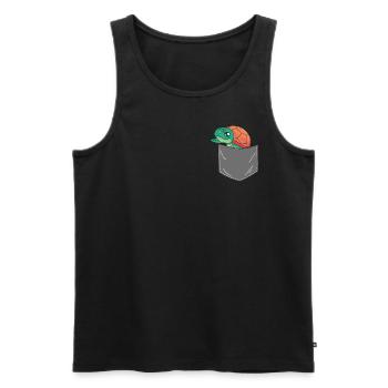 Sea Turtle Tortoise Pocket - Männer Premium Bio Tank Top - Schwarz - Vorne - Michal (187cm)