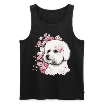 Bichon Frise Fleur de Cerisier Race de chien Sak japonais - Débardeur bio Premium Homme - noir - Devant - AI Model Male 178 light (178cm)