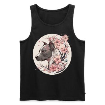 Japanese Sakura Dalmatian Cherry Blossom Watercolo - Männer Premium Bio Tank Top - Schwarz - Vorne - Michal (187cm)