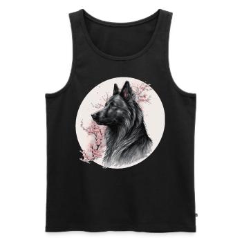 Japanese Sakura Belgian Sheepdog Cherry Blossom Do - Männer Premium Bio Tank Top - Schwarz - Vorne - Michal (187cm)