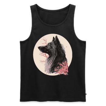 Berger belge Fleur de cerisier Race de chien Japonais - Débardeur bio Premium Homme - noir - Devant - Michal (187cm)