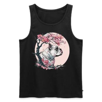 Mignon Bulldog Fleur de cerisier Race de chien Wat japonais - Débardeur bio Premium Homme - noir - Devant - Michal (187cm)