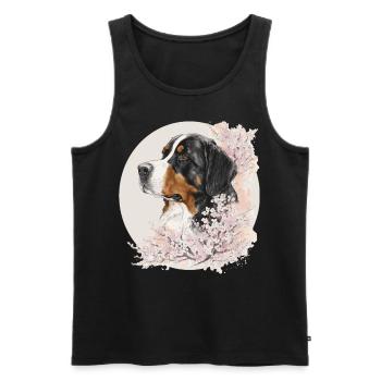 Race de chien de montagne bernois Fleur de cerisier japonais - Débardeur bio Premium Homme - noir - Devant - Michal (187cm)